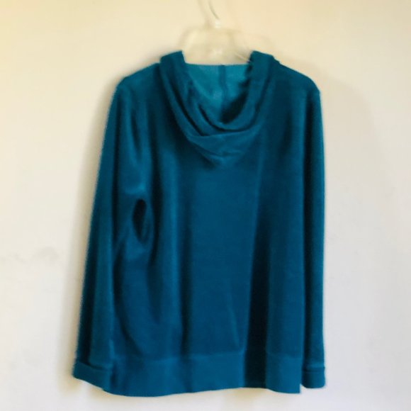 Tek Gear Teal Green Hooded Velour Style Jacket - Picture 2 of 7